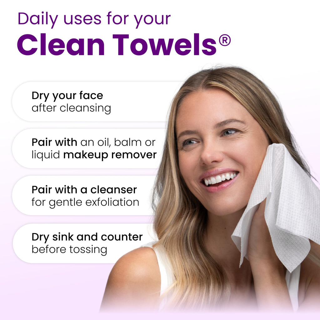 Clean Skin Club Clean Towels XL® Original 50 Ct + Healthy Aging 10ct Travel Pack Duo, 100% USDA Biobased Disposable Face Towels, Makeup Remover Dry Wipes, Ultra Soft, Smooths Fine Lines & Wrinkles Jansha Store