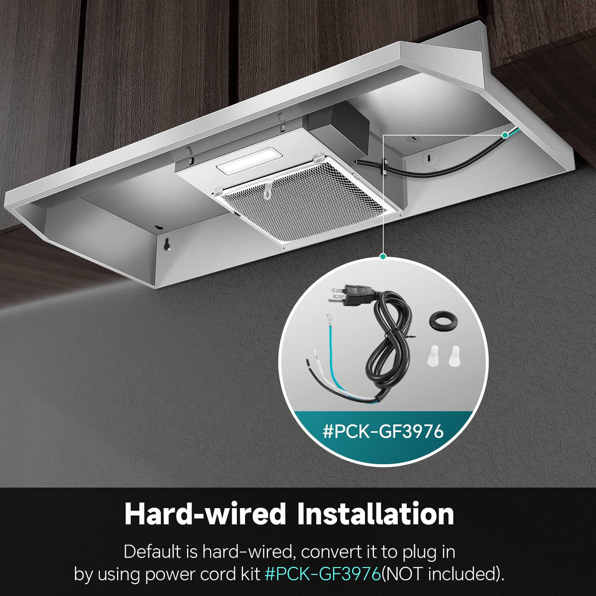 SNDOAS Black Range Hood 36 inch,Ductless Under Cabinet Range Hood Included Carbon Sponge Filter,Ducted Optional,Kitchen Hood 36 inch with 2 Vents,2 Speeds,Hard Wired Stove Vent Jansha Store