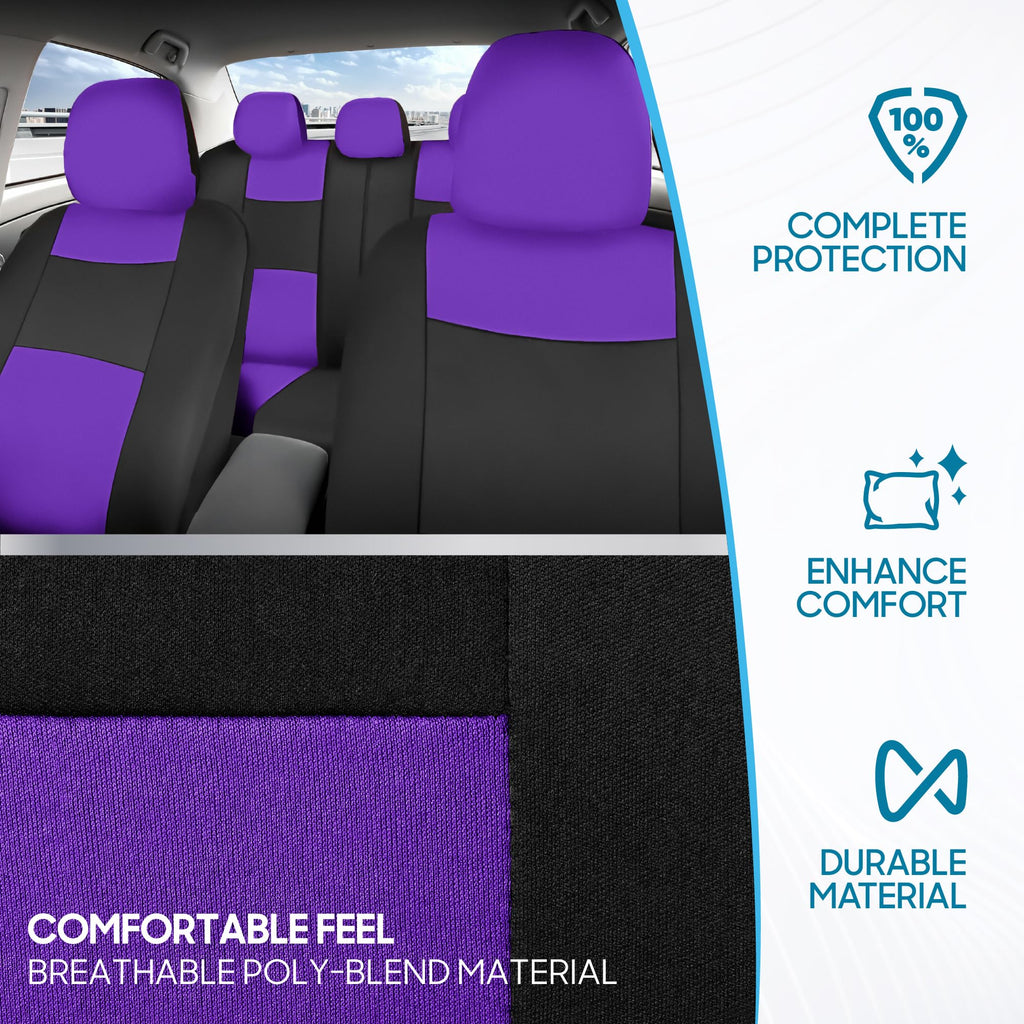BDK PolyPro Car Seat Covers Full Set in Solid Black, Front and Rear Split Bench Seat Covers for Cars, Easy to Install Car Seats Cover Set and Accessories for Auto Trucks Van SUV - Solid Black Jansha Store