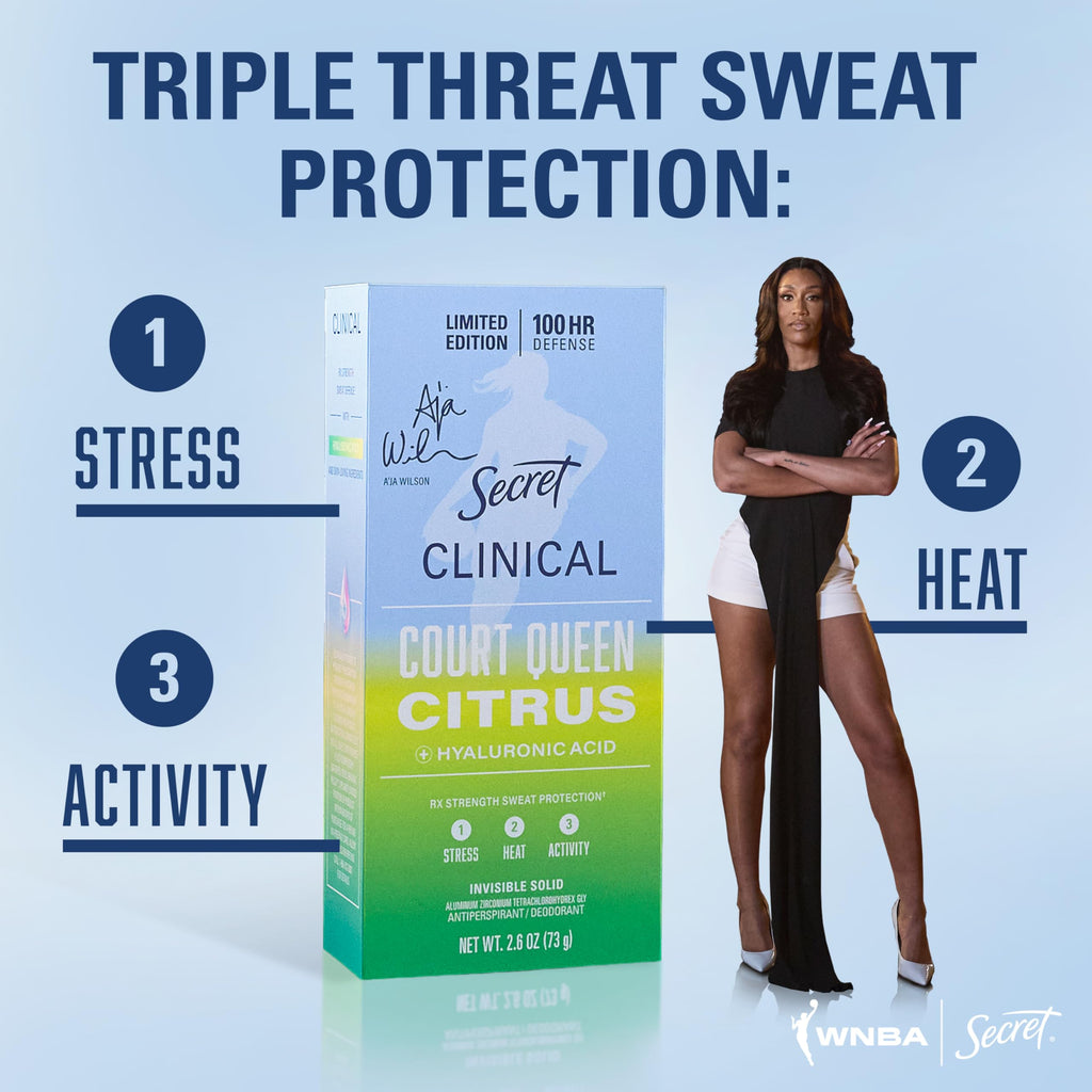 Secret Clinical Strength 100HR Sweat & Odor, Invisible Solid Antiperspirant Deodorant for Women, 3X Stress Protection with Hyaluronic Acid, PH Balanced, Clean Lavender Scent, 2.6 oz Jansha Store