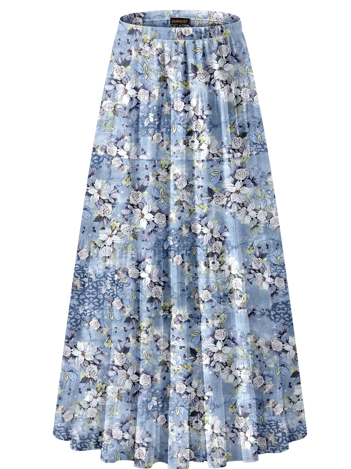 NASHALYLY Women's Chiffon Elastic High Waist Pleated A-Line Maxi Skirts Jansha Store