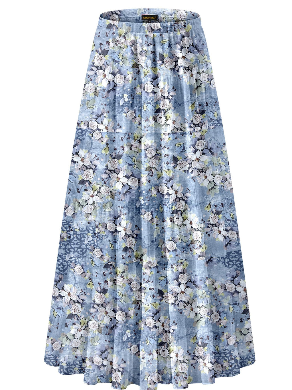 NASHALYLY Women's Chiffon Elastic High Waist Pleated A-Line Maxi Skirts Jansha Store