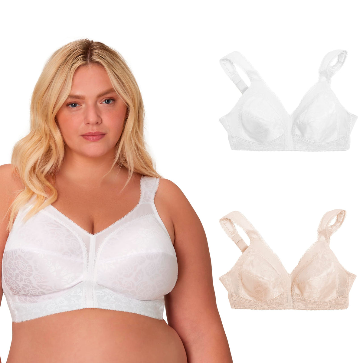 Playtex Women's Wireless Bra, 18 Hour Plus-Size Bras Available, Full Coverage, Smoothing, 4693, Single or 2-Pack Jansha Store