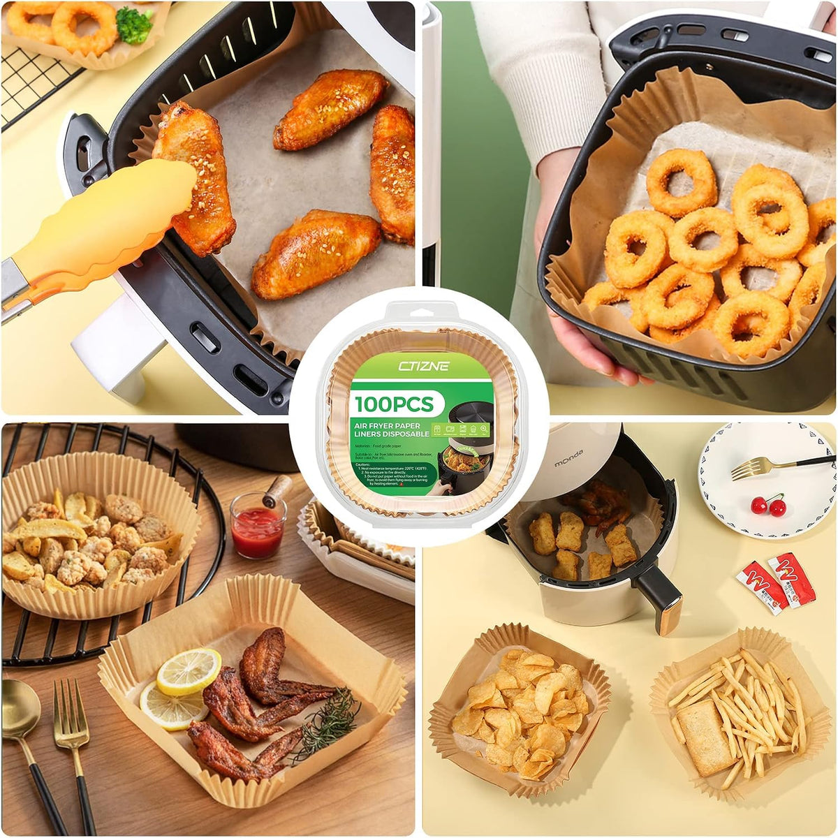 Air Fryer Liners Disposable, 100Pcs Parchment Paper 6.5" Square for 3-5QT Jansha Store