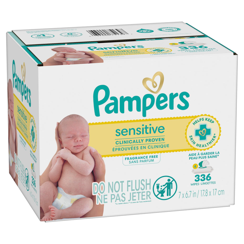 Pampers Sensitive Baby Wipes, Unscented, Fragrance Free, Clinically Proven, Water Based, Hypoallergenic, Multi-Use, Hand Wipes, 1008 Wipes Total (18X Flip-Top Packs) Jansha Store
