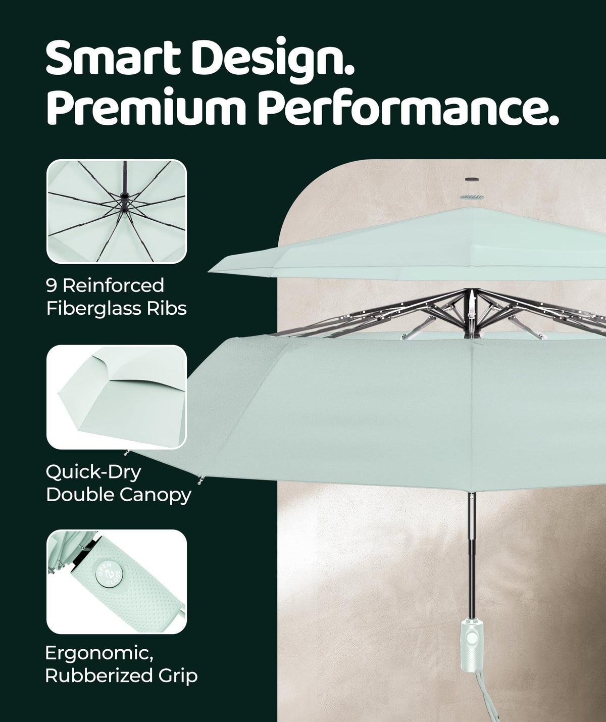 Windproof Travel Umbrella - Compact & Withstands Winds up to 100MPH, Strongest Premium Auto Folding Umbrella for Rain and Sun - Durable, Light & Portable for Women & Men, Fits Backpack & Cars Jansha Store