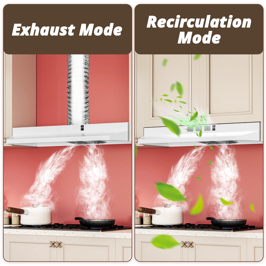 FIREGAS Range Hood 30 inch Under Cabinet, White Range Hood, Kitchen Hood Jansha Store