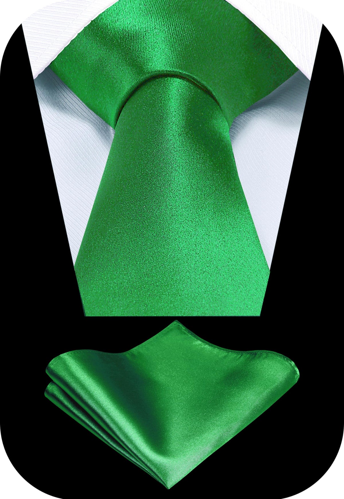 TIE G Solid Satin Woven dyed Color Formal Black Necktie and Pocket Square Sets in Gift Box Jansha Store