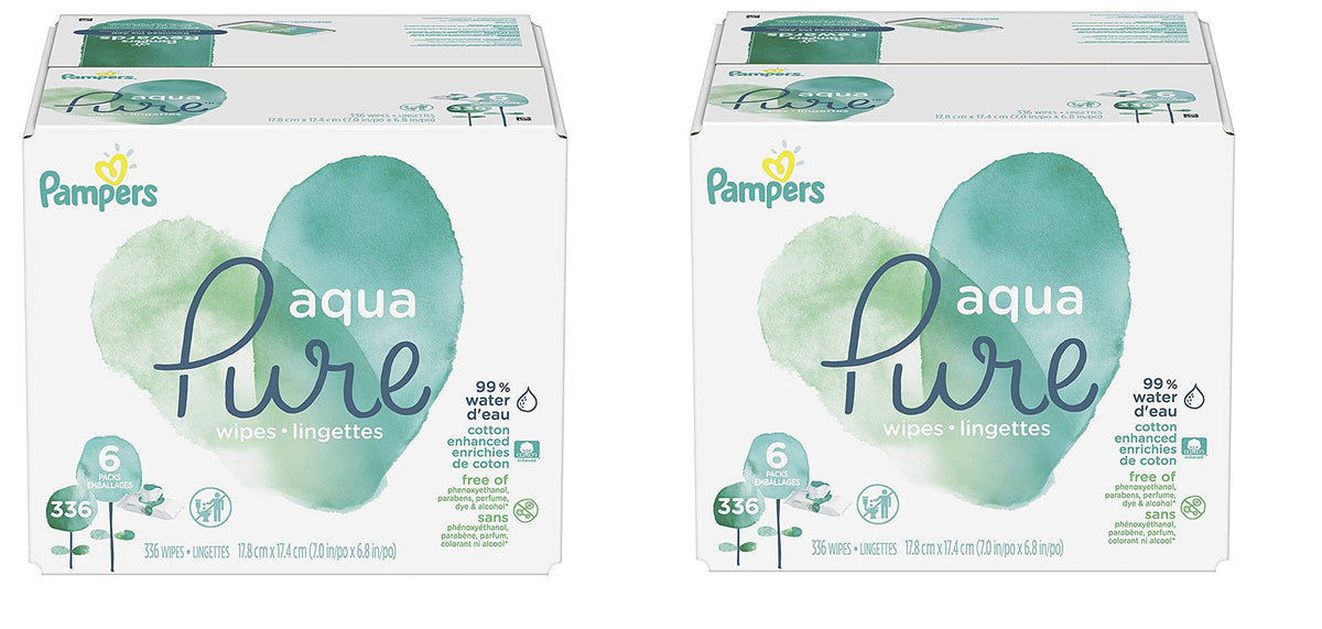 Pampers Aqua Pure Baby Wipes, Unscented, Fragrance Free, 99% Water, Water Based, Multi-Use, 672 Wipes Total (12X Flip-Top Packs) Jansha Store