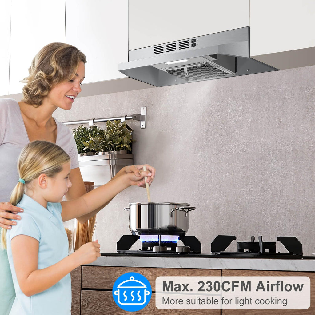 SNDOAS Black Range Hood 36 inch,Ductless Under Cabinet Range Hood Included Carbon Sponge Filter,Ducted Optional,Kitchen Hood 36 inch with 2 Vents,2 Speeds,Hard Wired Stove Vent Jansha Store