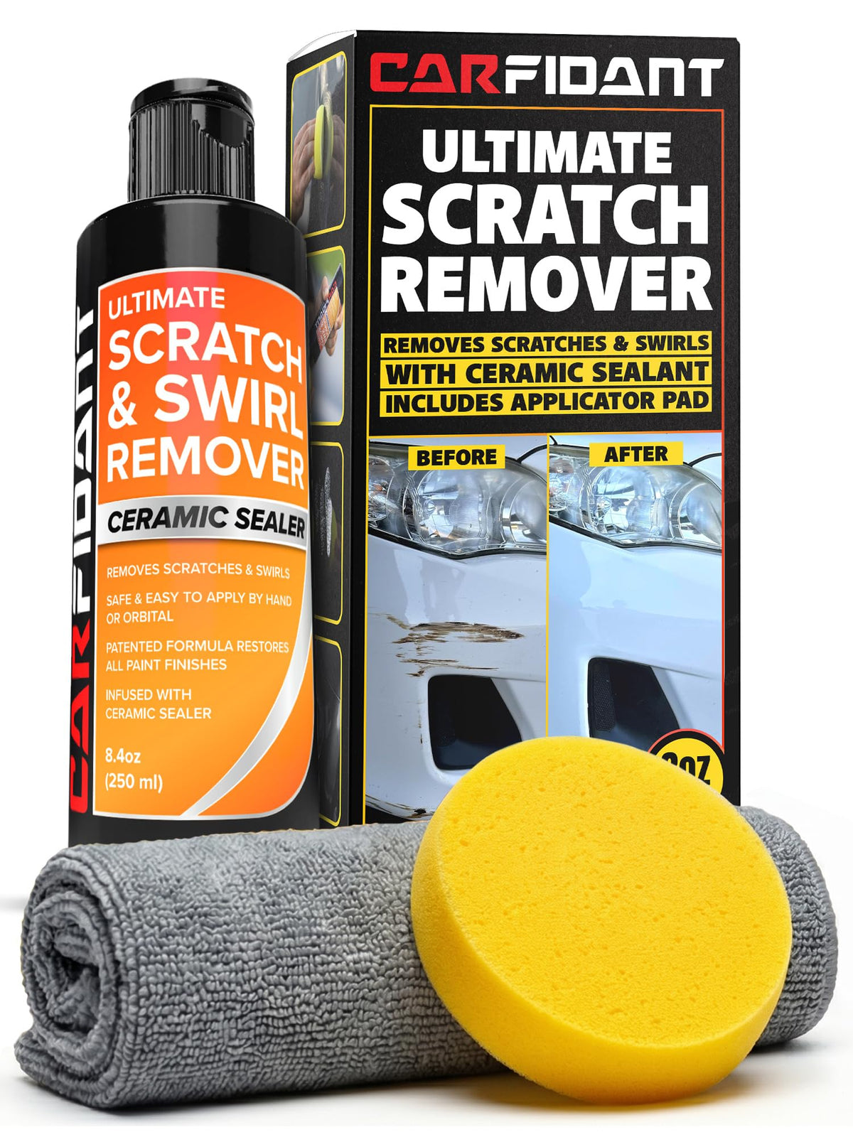 Carfidant Scratch Repair and Swirl Remover - Car Paint Scratch Remover & Restorer Kit with Buffer Pad - Polishing & Waxing Kits - Compound for Vehicles Paint Repair - 8.4 fl. Oz. Jansha Store