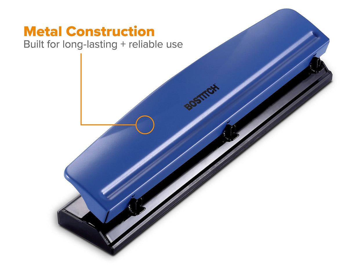 Bostitch Office 3 Hole Punch, Metal, 12 Sheet Capacity, Rubber Base, Silver Jansha Store