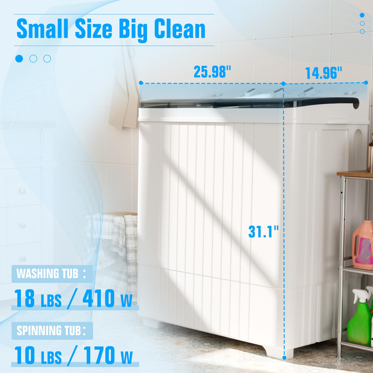 Superday Portable Washing Machine, 25.3lbs Mini Washing Machine and Spin Dryer Combo, Mini Twin Tub Laundry Machine for Camping, Apartments, Dorms, College Rooms, RV, Delicates, Grey Jansha Store