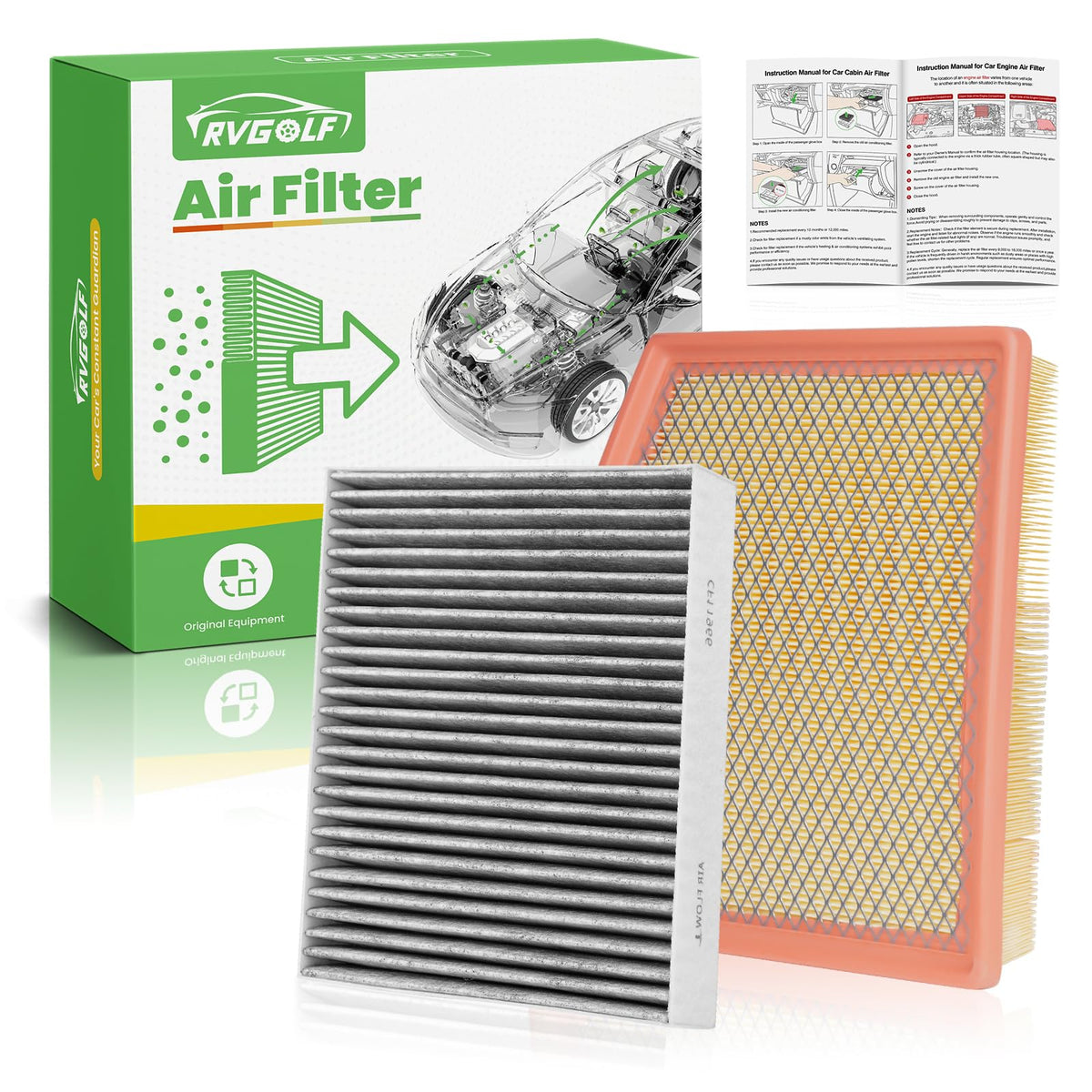 Not for Hybrid, Engine+Cabin Air Filter Fit 2015-2019 Sonata 2.4L (Gas) Jansha Store