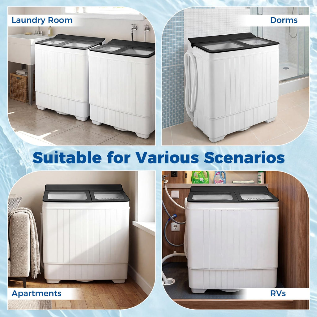 COSTWAY 26Lbs Portable Washing Machine with Built-in Drain Pump, Blue Jansha Store