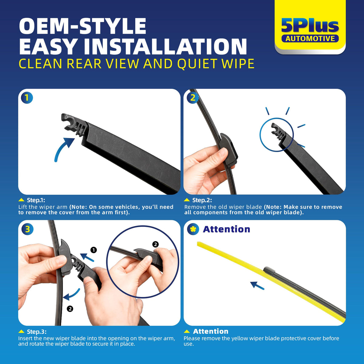 5 PLUS RearQuiet 12 Inch Rear Wiper Blade,OEM Replacement Rear Window Wiper Jansha Store