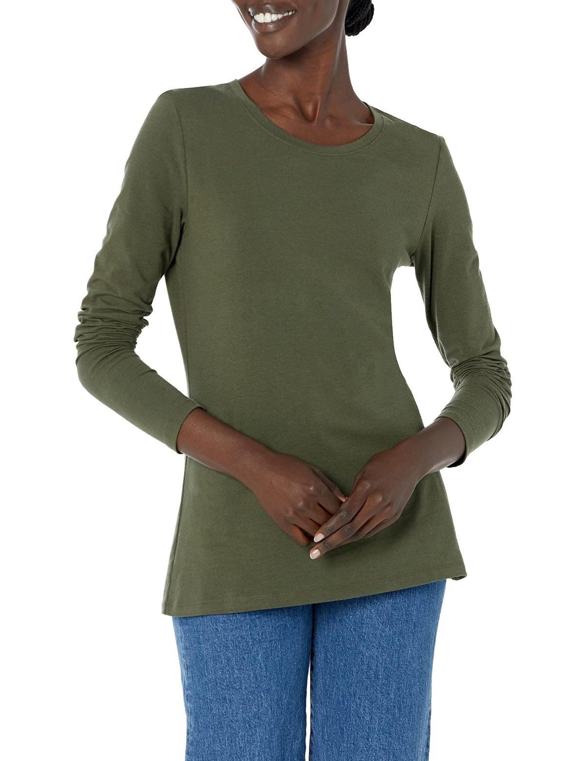 Amazon Essentials Women's Regular-Fit Long-Sleeve Crewneck T-Shirt Jansha Store