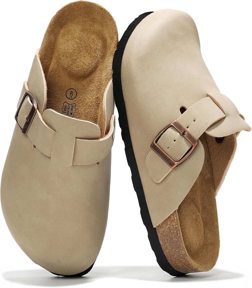 Project Cloud 100% Genuine Leather Womens Cork Footbed Clogs for Women Jansha Store