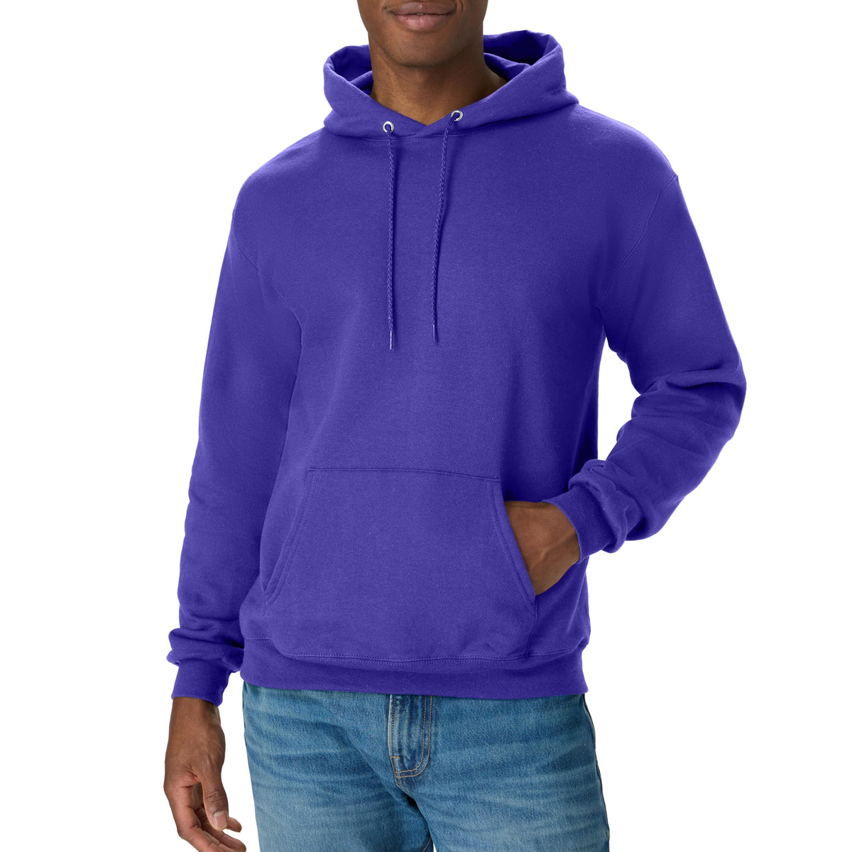 EcoSmart fleece hoodie shown in a casual outfit styling