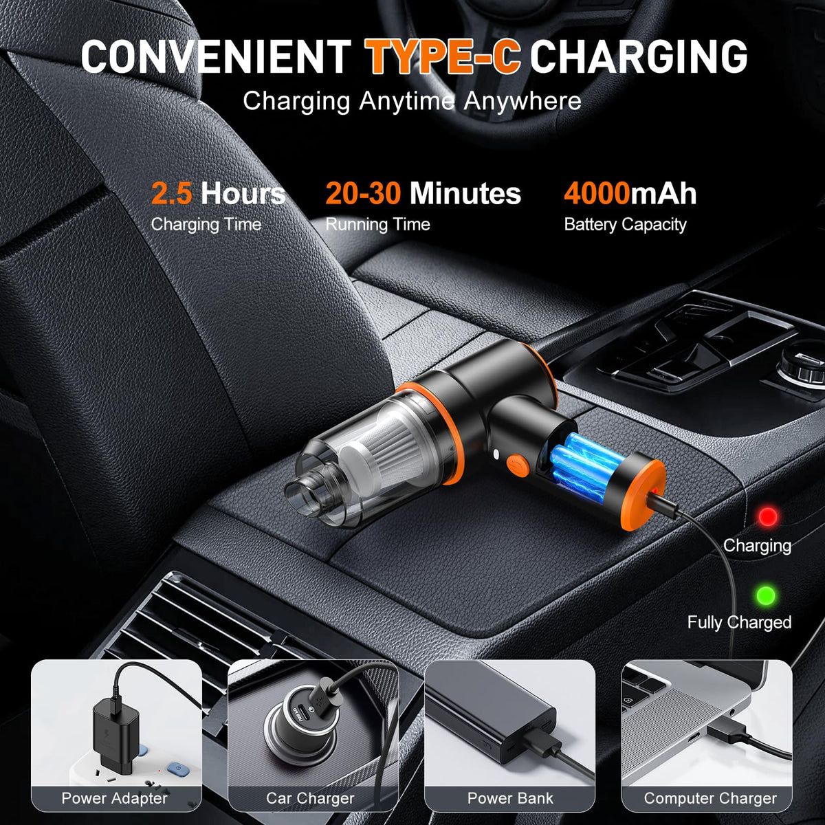 KMM Handheld Car Vacuum Cleaner, Hand Held Vacuum & Air Duster Jansha Store