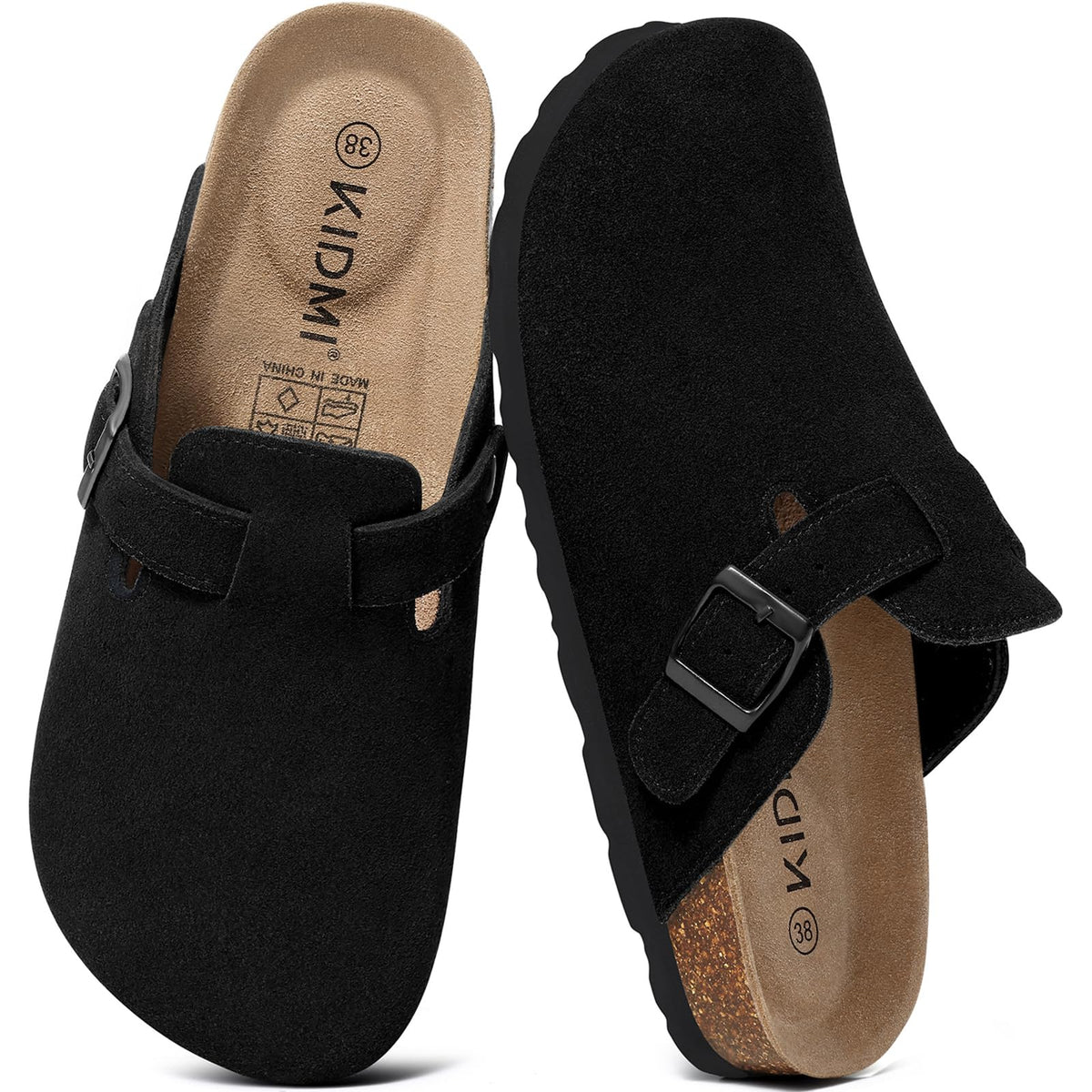 KIDMI Genuine Suede Clogs for Women Men Cork Footbed Mules Potato Shoes Jansha Store
