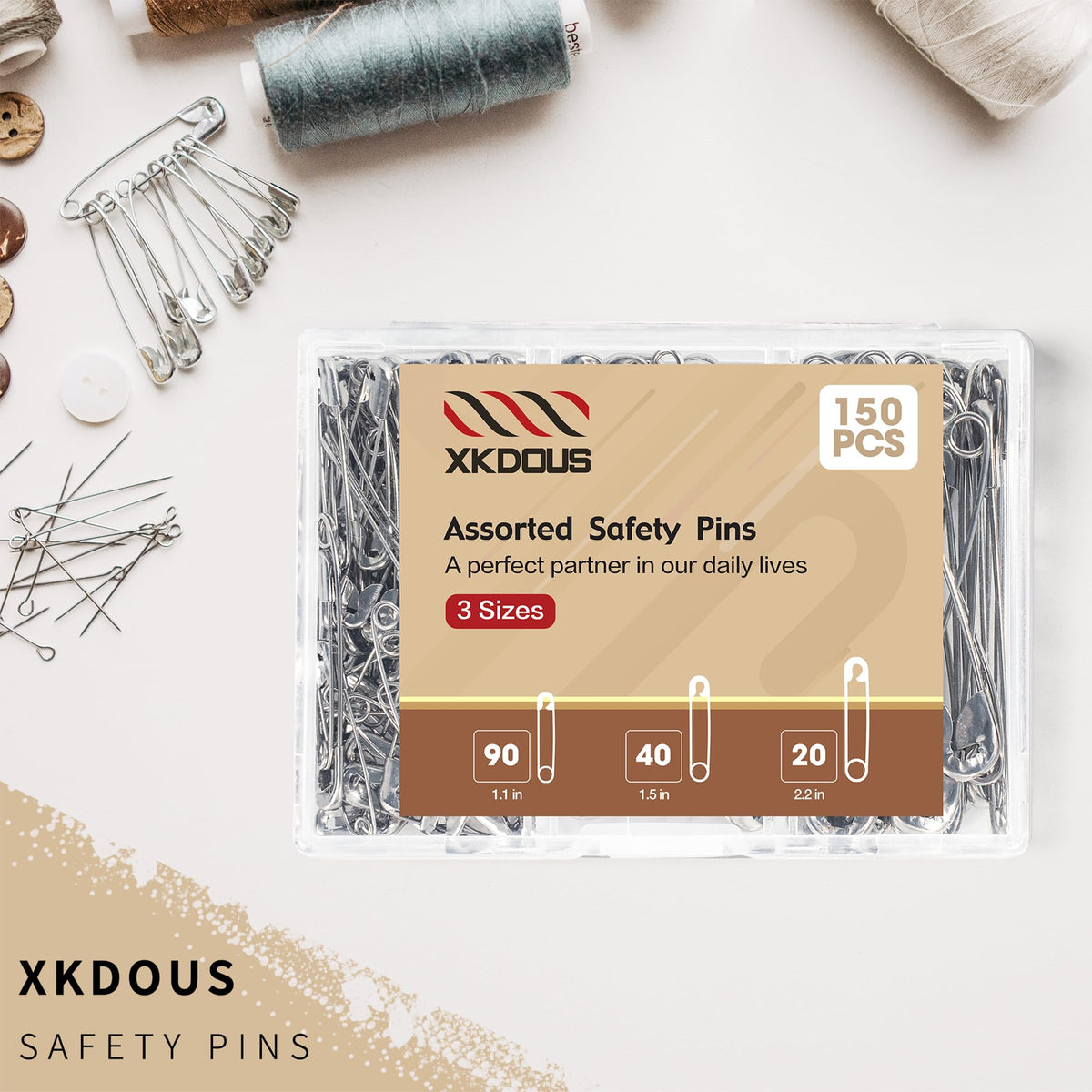 XKDOUS 3 Inch Large Safety Pins 100 pcs Silver Pins Bulk Jansha Store