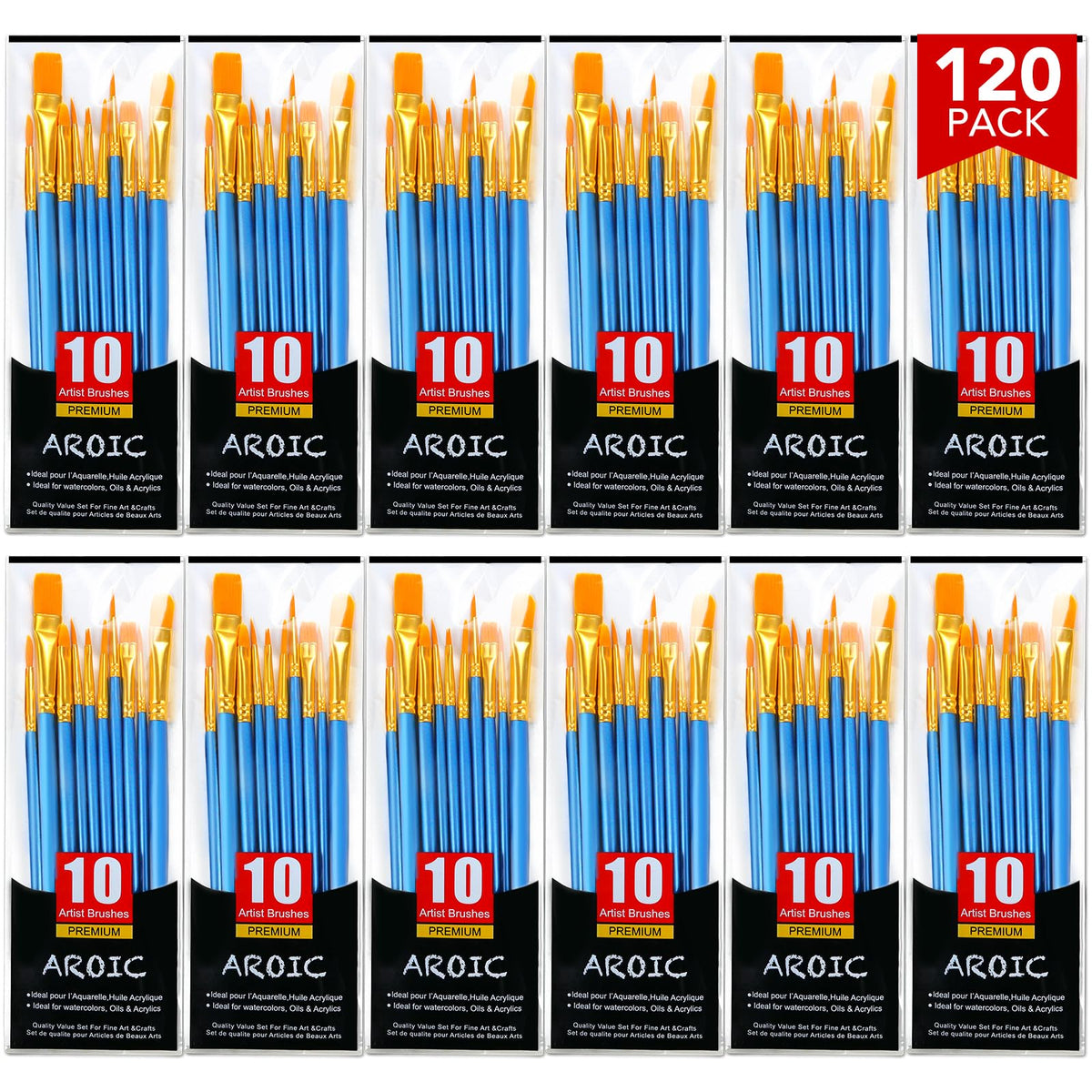 AROIC 10 Pcs Paint Brushes, Acrylic Oil Watercolor Painting Brush Set Jansha Store