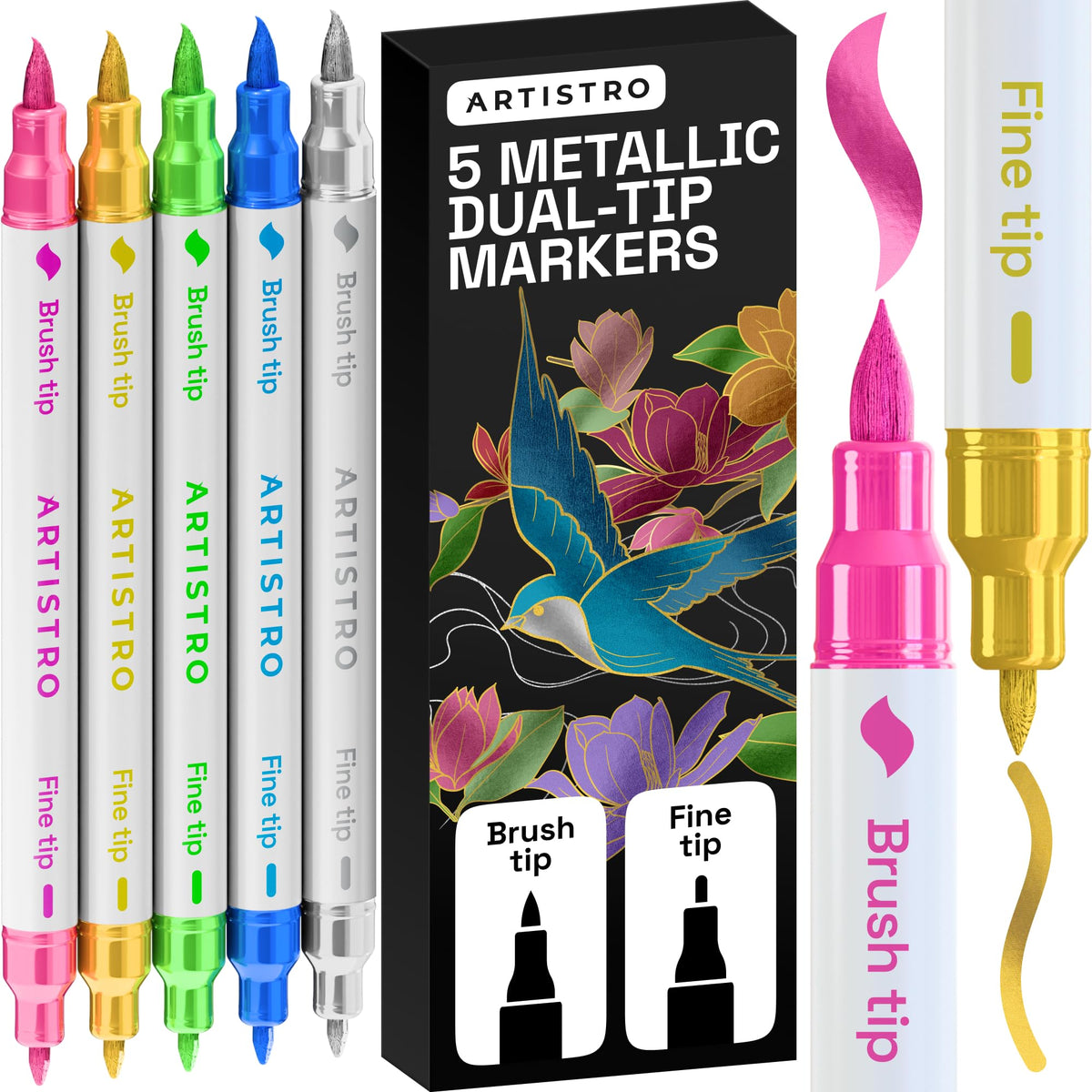 ARTISTRO 36 Multicolor Dual-Tip Acrylic Paint Marker Pens for Drawing Jansha Store