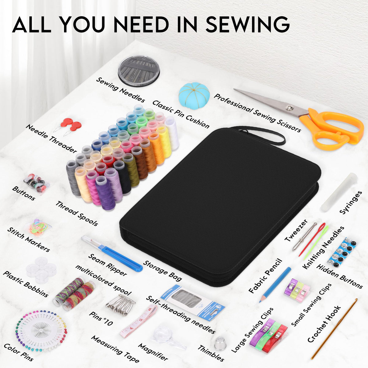 Coquimbo Sewing Kit Gifts for Adults Teen Grils Women Mom Grandma, Portable Sewing Supplies Contains Tape Measure, Scissors, Thimble, Thread, Sewing Needles (Beige, M) Jansha Store