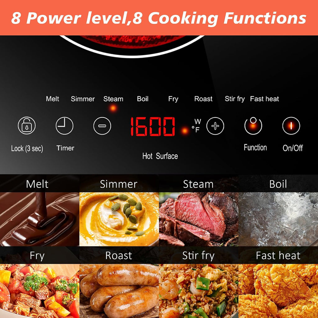 2 Burner Electric Cooktop 110V, 2000W, 24" Countertop & Built-in Jansha Store