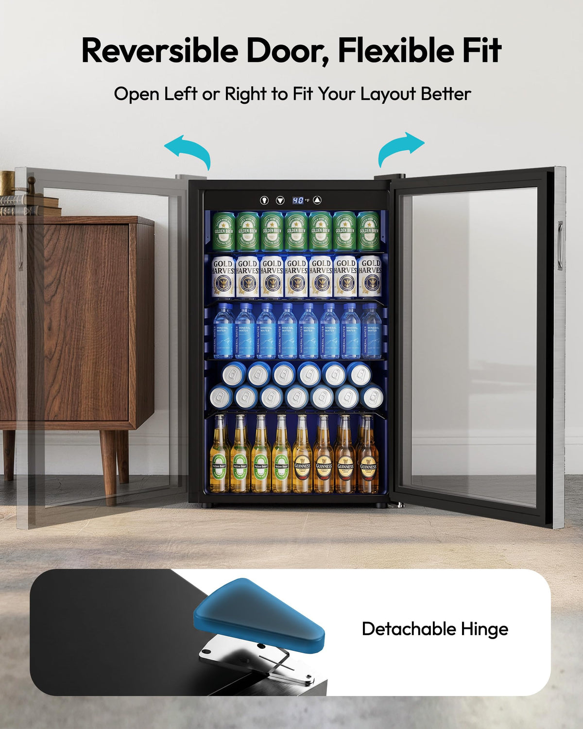 EUHOMY 130 Can Mini Fridge, Beverage Refrigerator with Glass Door, Black Jansha Store