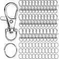 LEOBRO 70PCS Lobster Claw Clasps and Key Rings, 35PCS Keychains Clips and 35PCS Key Chain Ring, Keychain Making kit for Key Chain, Jewelry Making, Art Crafts, Silver Jansha Store