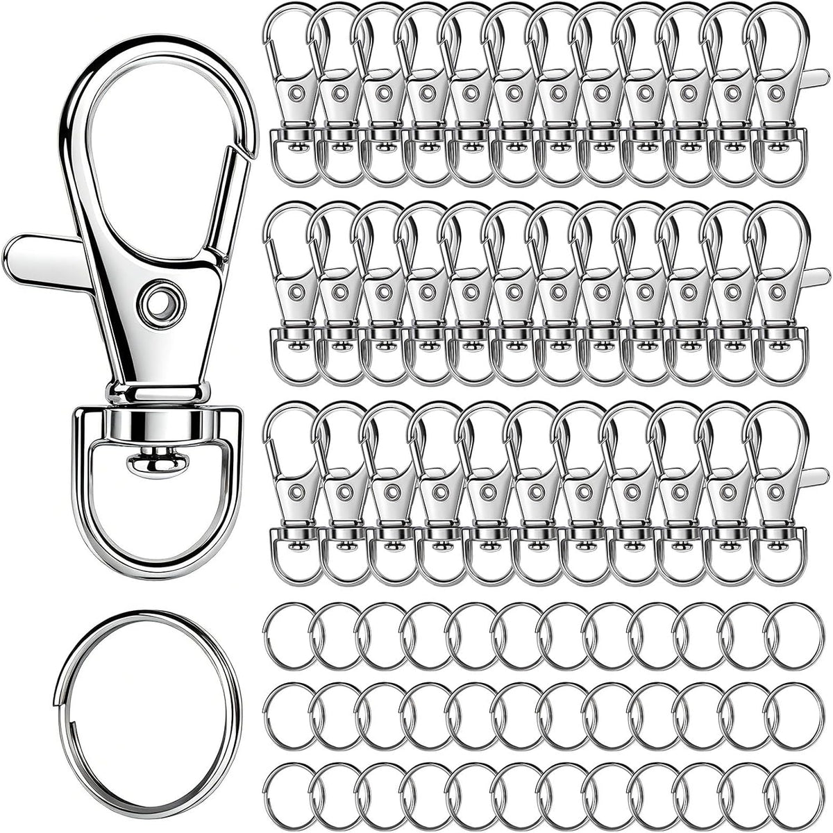 LEOBRO 70PCS Lobster Claw Clasps and Key Rings, 35PCS Keychains Clips and 35PCS Key Chain Ring, Keychain Making kit for Key Chain, Jewelry Making, Art Crafts, Silver Jansha Store