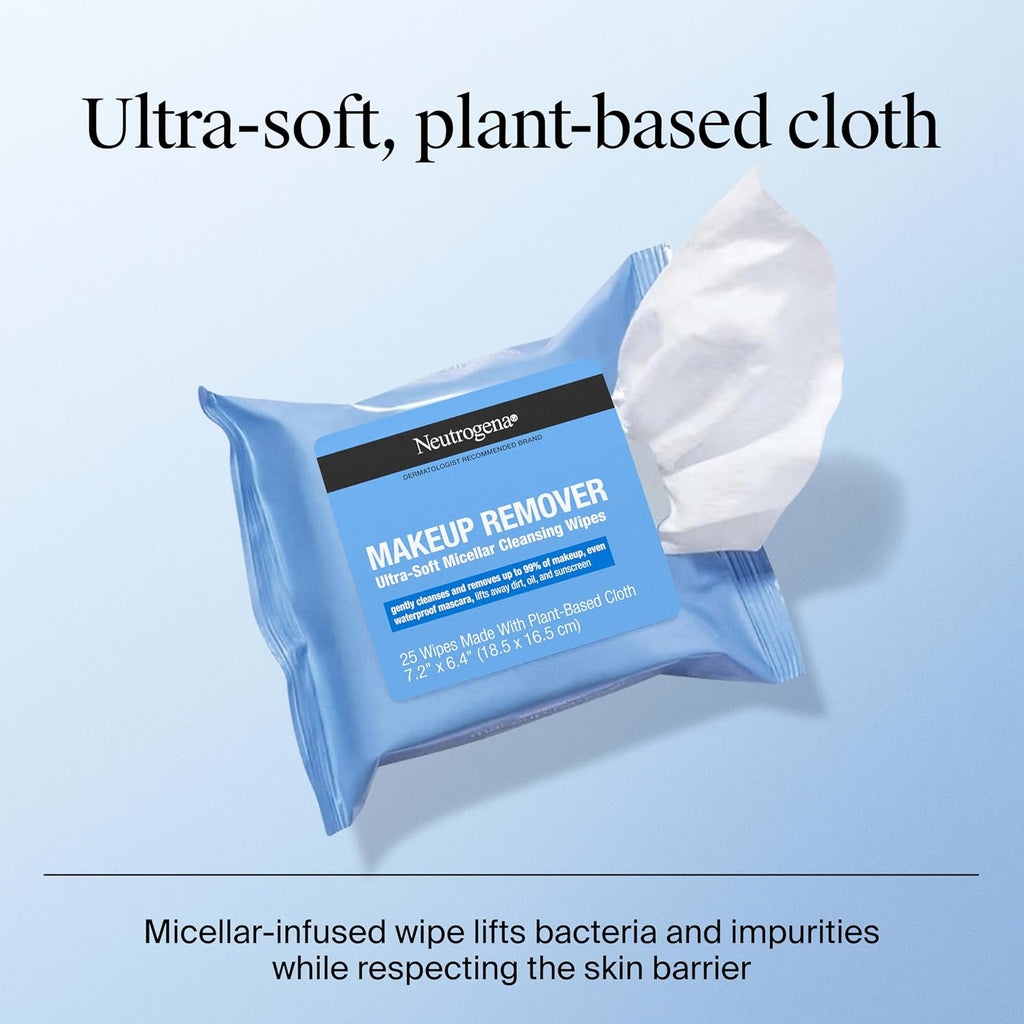 Neutrogena Makeup Remover Micellar Wipes, 2 Pack of 25 Ct Jansha Store