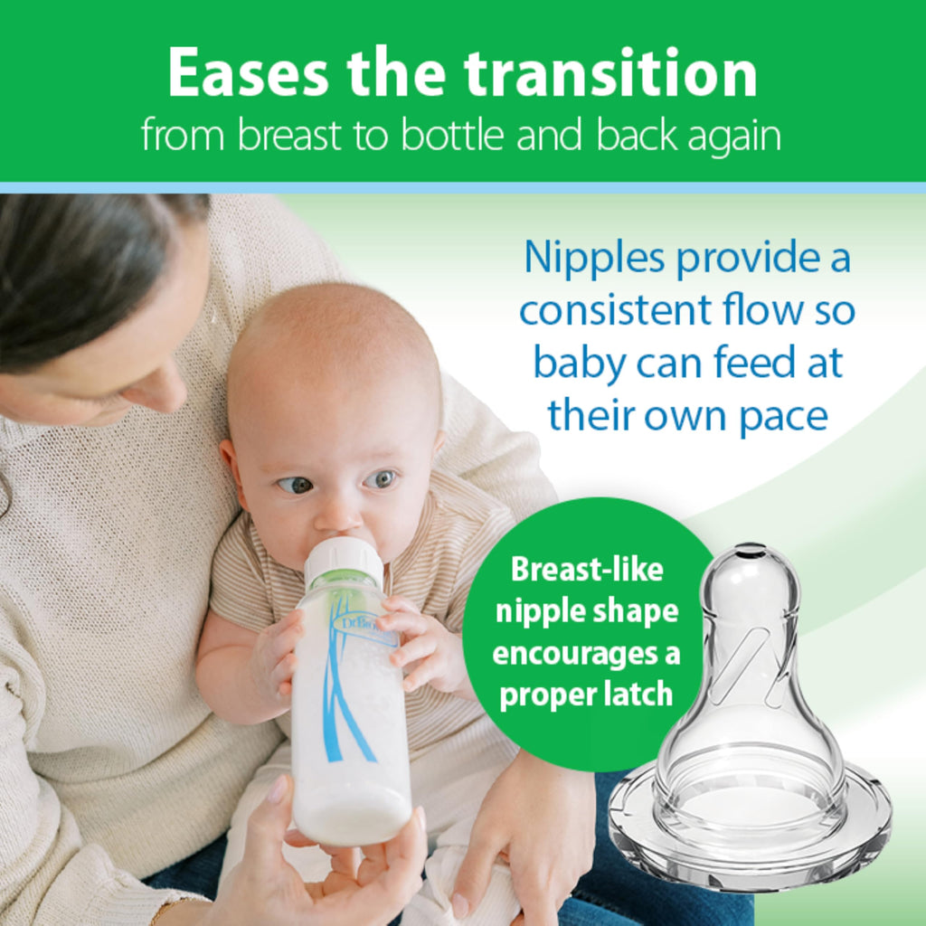 Dr. Brown's Anti-Colic Options+ Narrow Glass Baby Bottle, 8 oz/250 mL, with Level 1 Slow Flow Nipple, BPA-Free, 0m+, 1 Pack Jansha Store