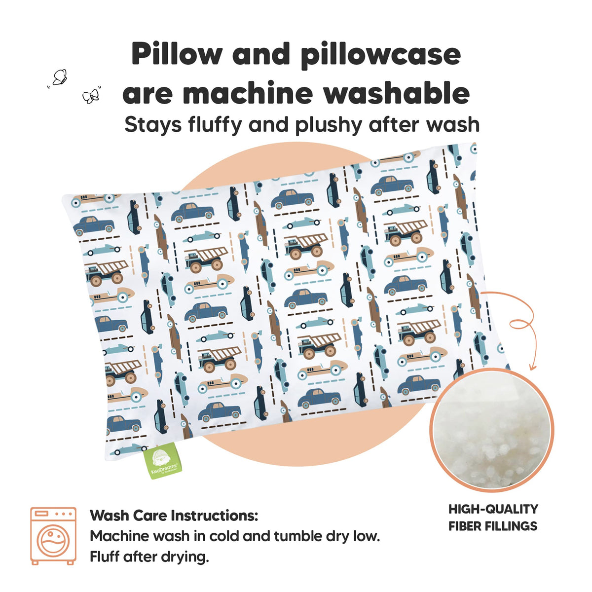 Toddler Pillow with Pillowcase, 13x18 My Little Dreamy Pillow (Flora Vale) Jansha Store