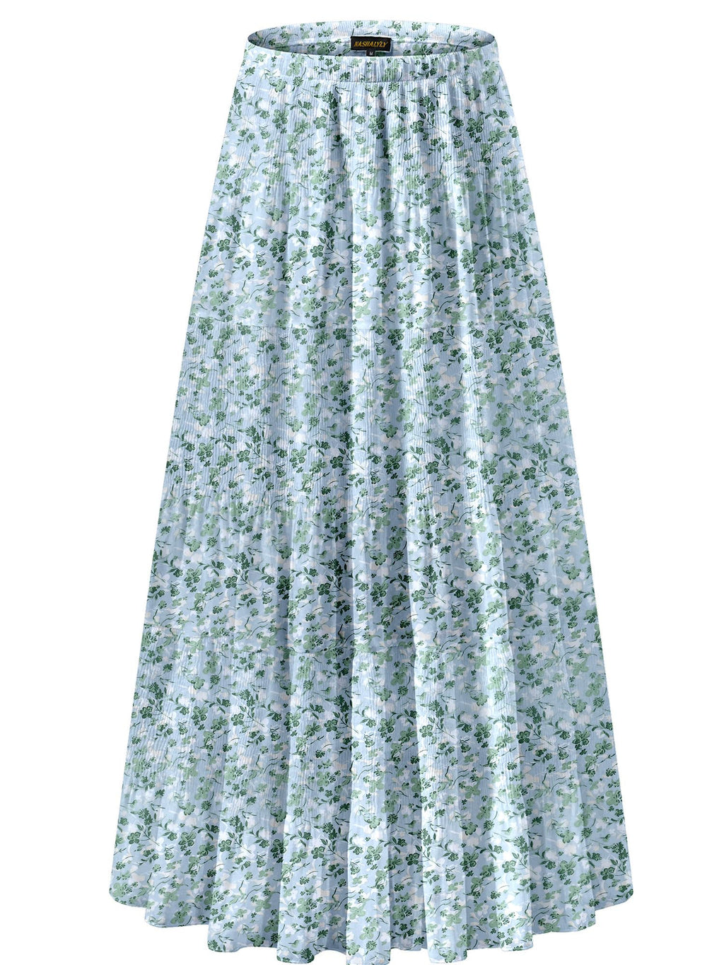 NASHALYLY Women's Chiffon Elastic High Waist Pleated A-Line Maxi Skirts Jansha Store
