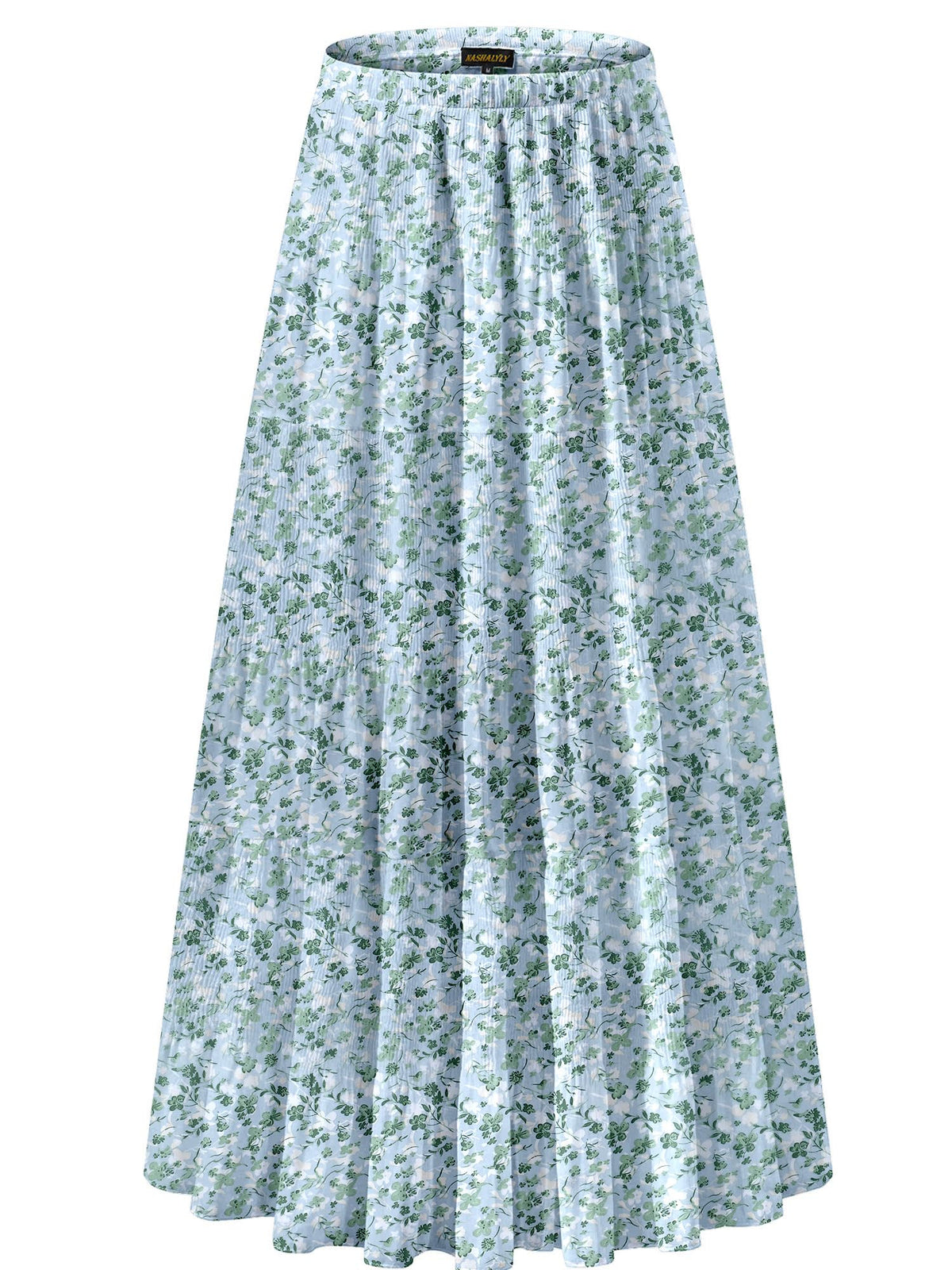 NASHALYLY Women's Chiffon Elastic High Waist Pleated A-Line Maxi Skirts Jansha Store