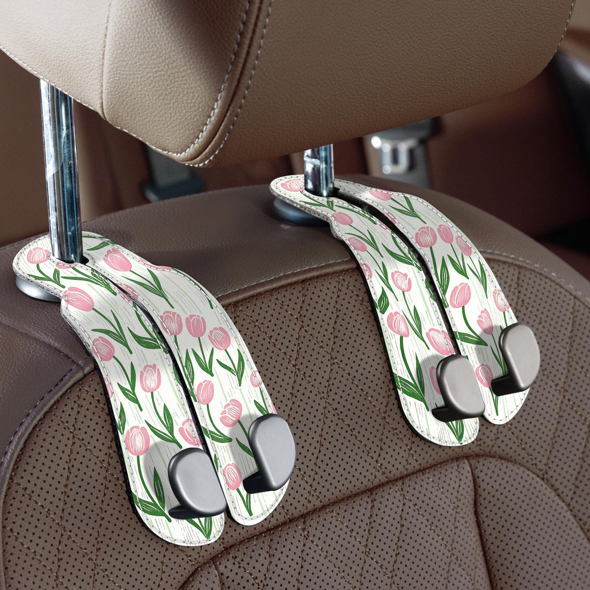 CoBak Purse Hook for Car - Universal Premium Stitched Leather and Aluminum-Magnesium Alloy Double Car Seat Back Storage Hook for Purses, Handbags, Bags (2 Pack),Black Jansha Store