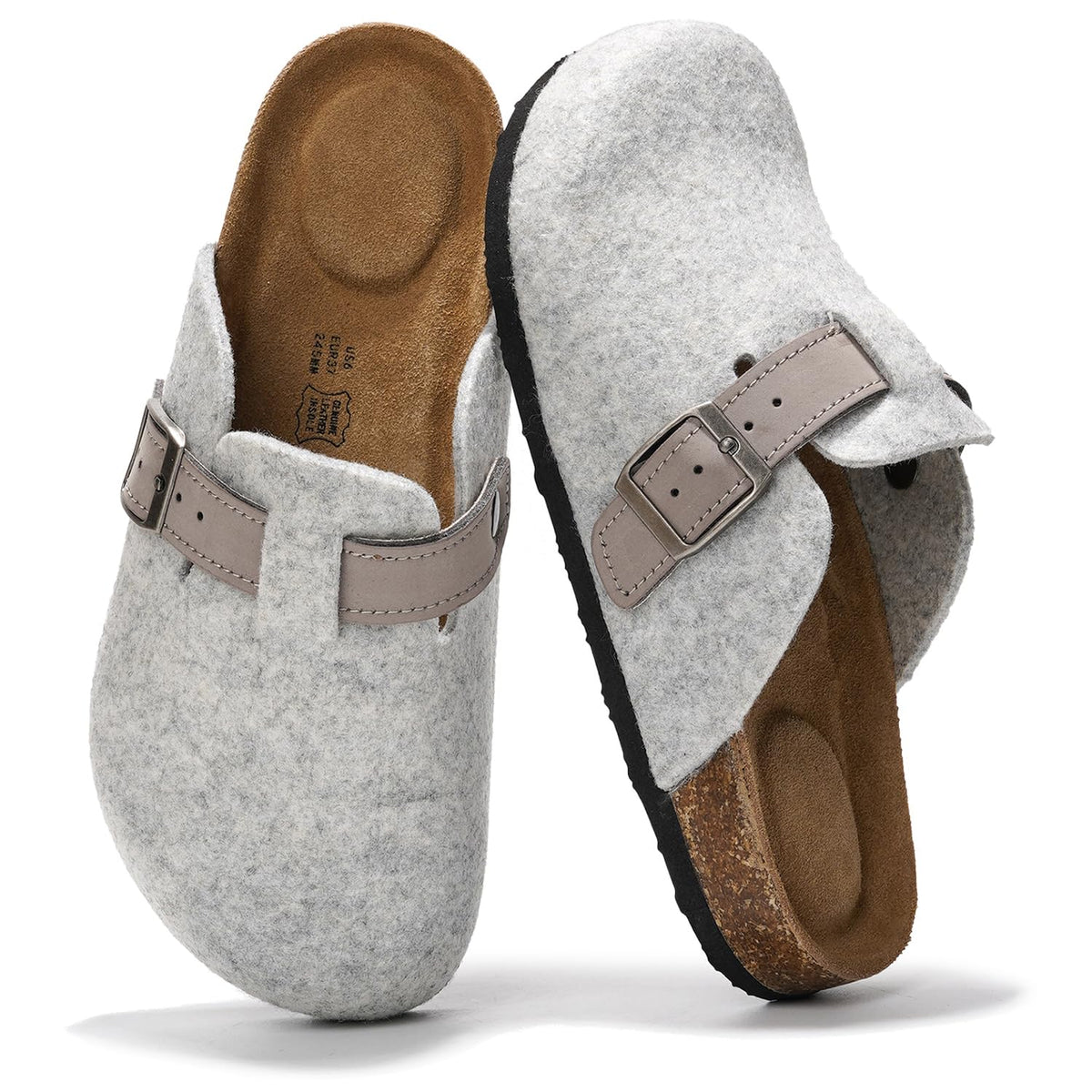 Project Cloud 100% Genuine Leather Womens Cork Footbed Clogs for Women Jansha Store