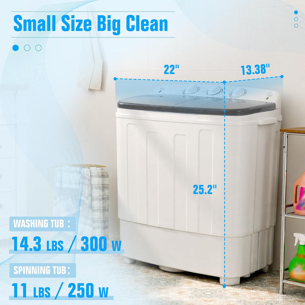 Superday Portable Washing Machine, 25.3lbs Mini Washing Machine and Spin Dryer Combo, Mini Twin Tub Laundry Machine for Camping, Apartments, Dorms, College Rooms, RV, Delicates, Grey Jansha Store