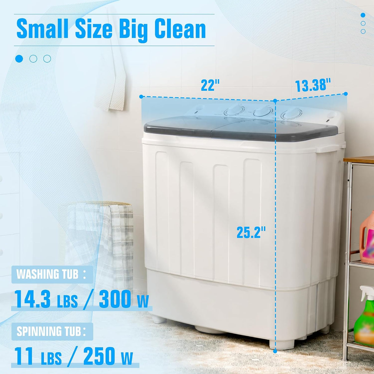 Superday Portable Washing Machine, 25.3lbs Mini Washing Machine and Spin Dryer Combo, Mini Twin Tub Laundry Machine for Camping, Apartments, Dorms, College Rooms, RV, Delicates, Grey Jansha Store