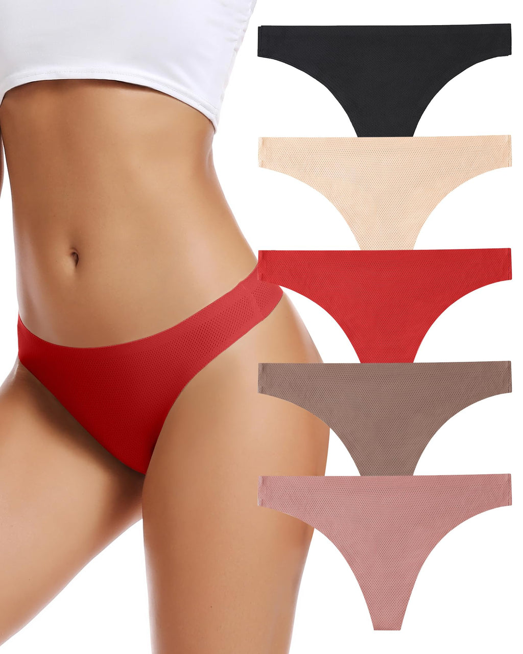 voenxe Seamless Women Underwear Thongs,No Show Ladies Workout Thong,5 Pack Jansha Store