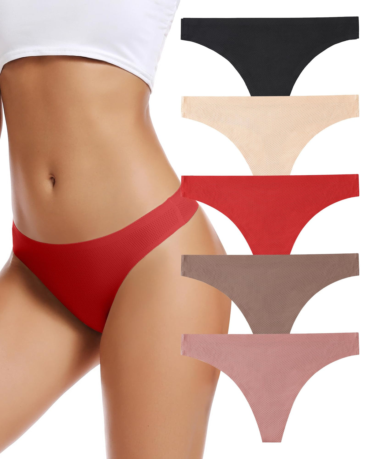 voenxe Seamless Women Underwear Thongs,No Show Ladies Workout Thong,5 Pack Jansha Store