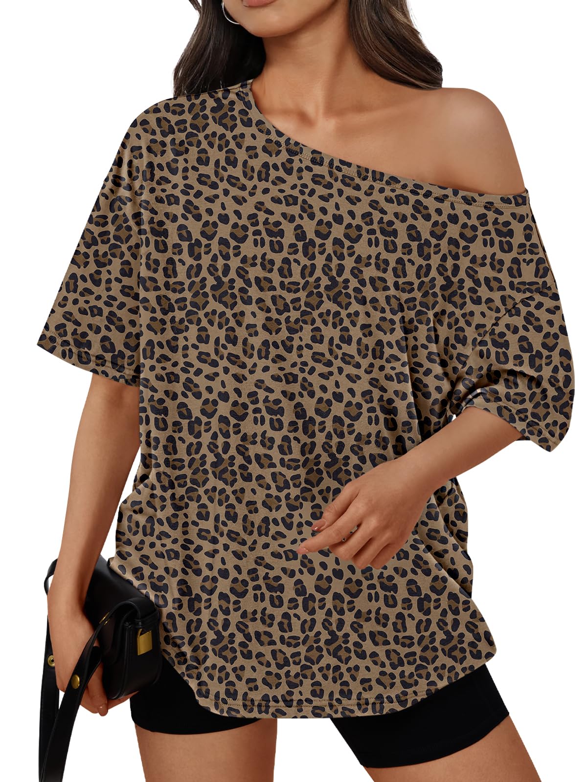 Trendy Queen Womens Off the Shoulder Tops Oversized Summer T-Shirts 2026 Jansha Store