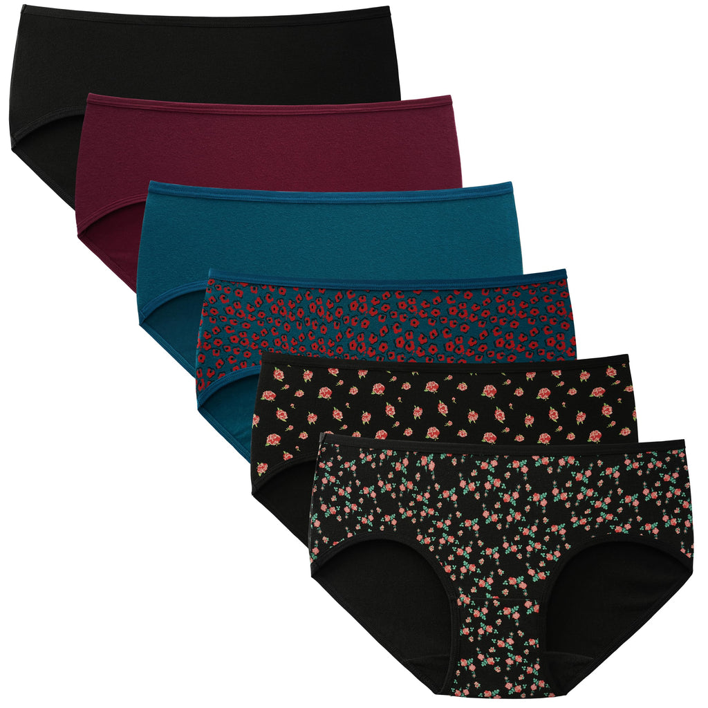 INNERSY Womens Underwear Cotton Hipster Panties Regular & Plus Size 6-Pack Jansha Store