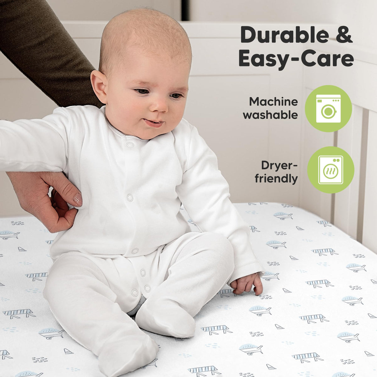 KeaBabies 2pk Organic Cotton Crib Sheets for Boys Girls 52x28, Soft White Jansha Store