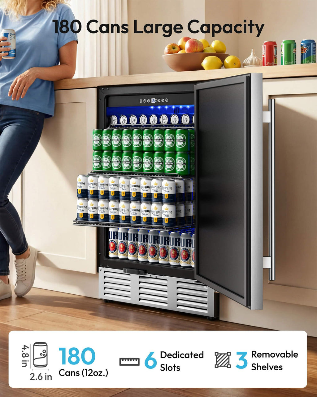 EUHOMY 24 Can Mini Fridge, 18L Beverage Refrigerator with Quiet Compressor Jansha Store