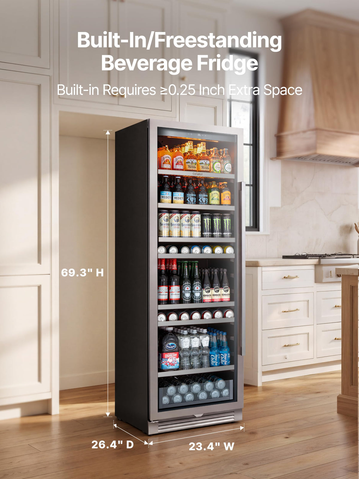 Ca'Lefort 24'' Beverage Refrigerator, 180 Can Beverage Fridge Under Counter Jansha Store