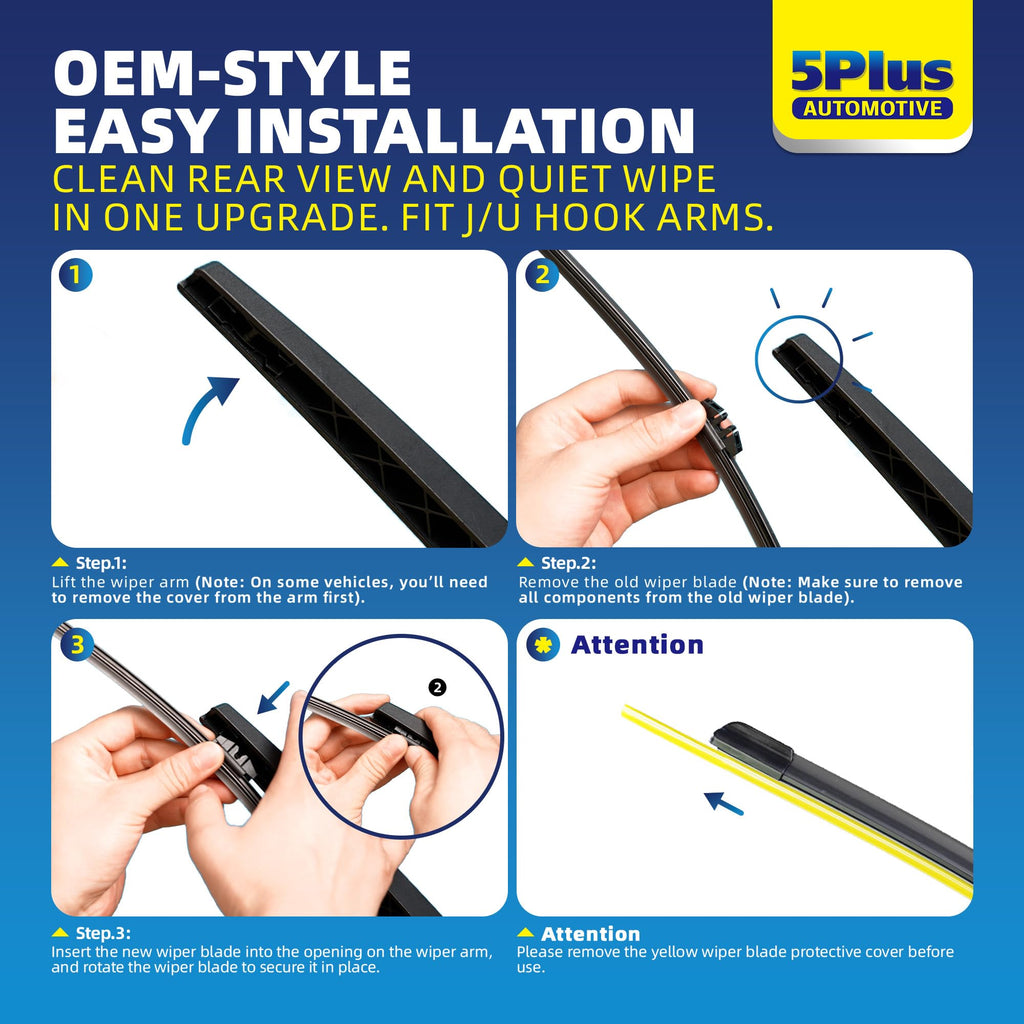 5 PLUS RearQuiet 12 Inch Rear Wiper Blade,OEM Replacement Rear Window Wiper Jansha Store